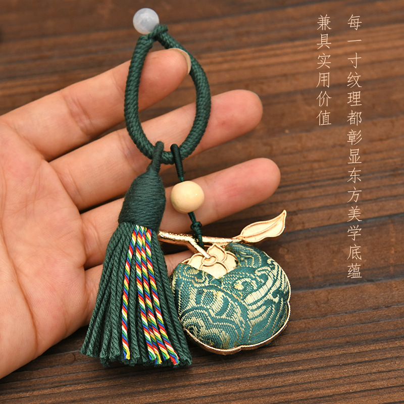 中秋宋锦手工新中式吊坠材料包国风柿柿如意流苏福禄锦纹挂件批发|undefined