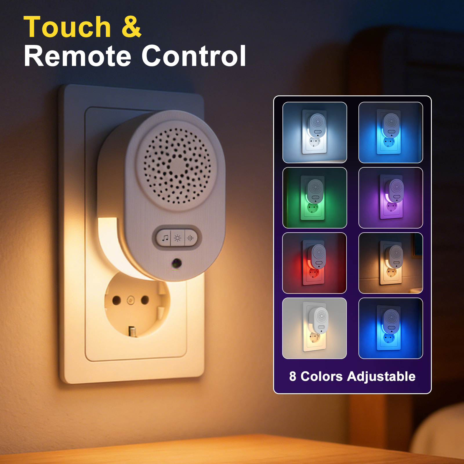 Hot-selling New Product Factory Wholesale Remote Control Night RGB Bedroom Lamp Warm Light White Noise Sleep Aid_voghion.com