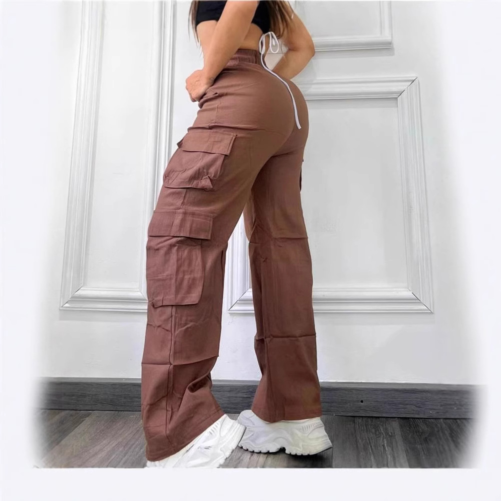 European and American Fashion Trend Multi-Pocket Solid Color Cargo Pants (Single Pants) Available in 4 Colors