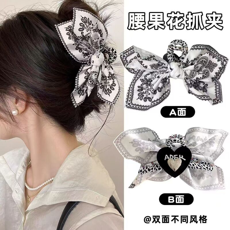 French AB Double-sided High-grade Cashew Flower Grab Clip Female Temperament Letter Love Heart Head Hair Clip Shark Clip