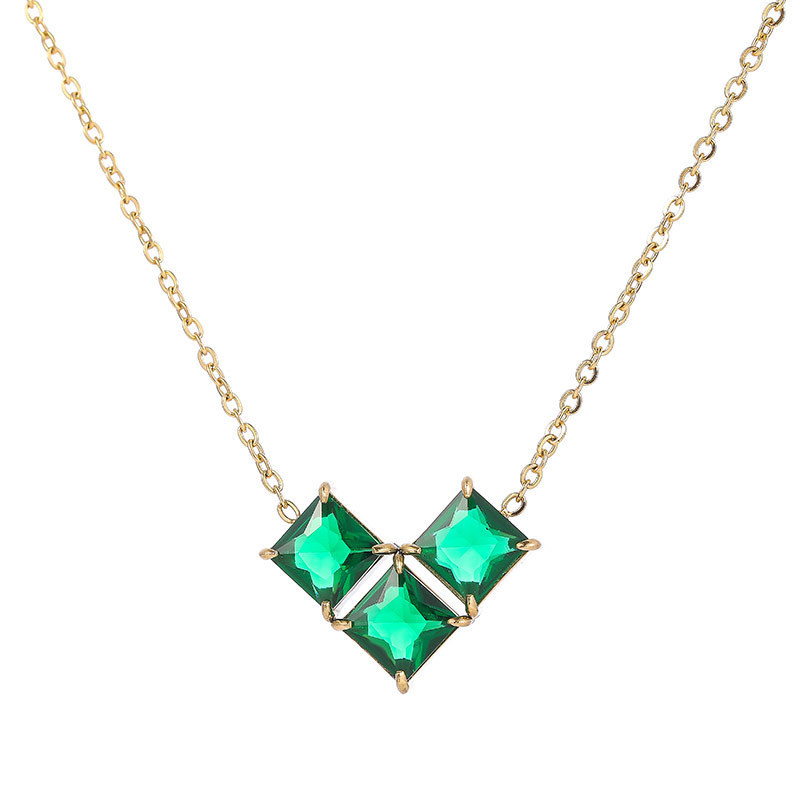 1 Piece Cute Heart Shape Titanium Steel Plating Inlay Zircon Necklace_colorza_5