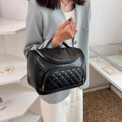 新款簡約繡線便攜大容量化妝包手提高顏值純色百搭收納洗漱包代發