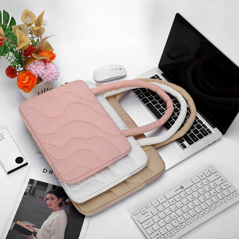 Cross-border Amazon lightweight protective fluffy laptop bag, women's handbag, multifunctional storage bag