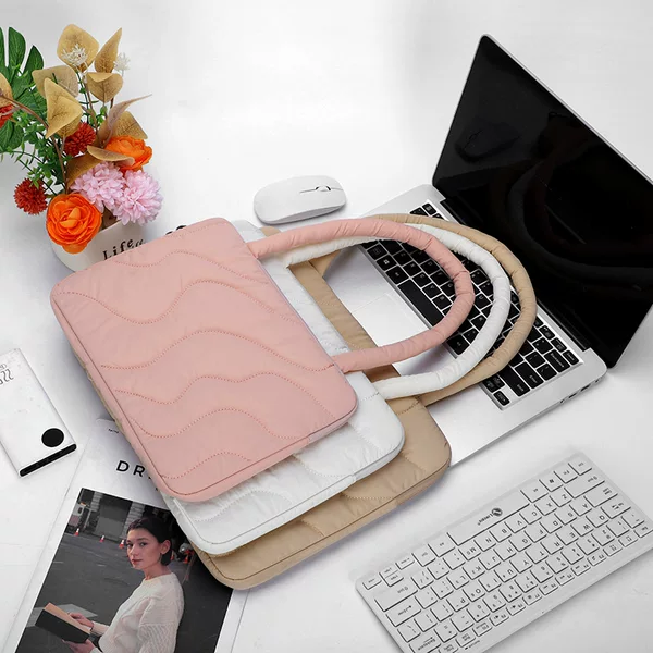 Cross-border Amazon lightweight protective fluffy laptop bag, women's handbag, multifunctional storage bag
