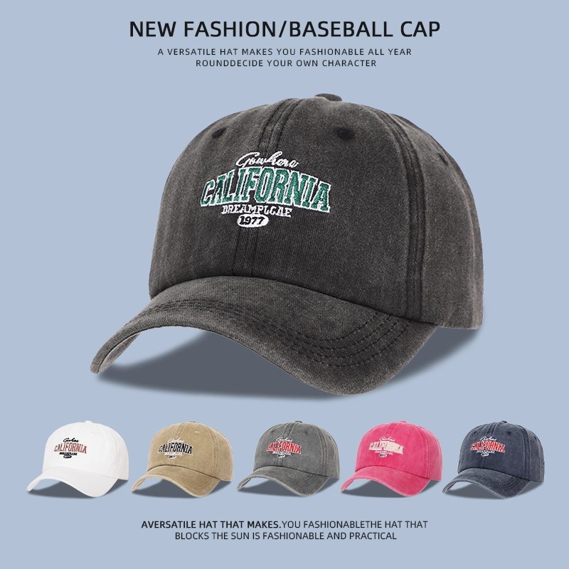 Sombrero de béisbol de algodón lavado transfronterizo retro bordado letras sombrero de sombrero nuevo lavado con agua hacer vieja sombrera de boca de pato de aire casual