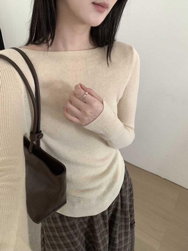 含5.2羊毛 2025秋冬羊毛针织衫女一字领百搭显瘦保暖内搭打底衫|undefined