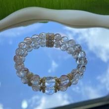 【小金库】收藏天然黑金超七水晶送女友手链白水晶铜镀真金饰品