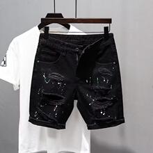 Q 83346 Men's Distressed Denim Shorts �ƶ�ţ�ж̿�