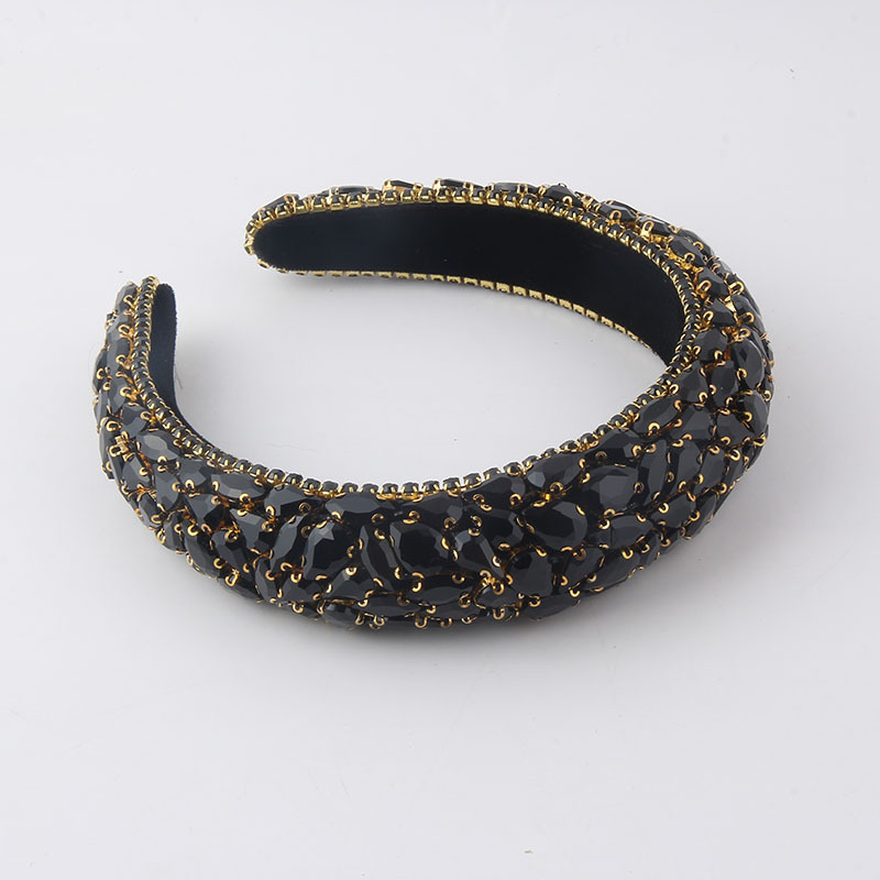 New Fashion Full Diamond Gemstone Headband Sponge Wide-brimmed Headband display picture 5