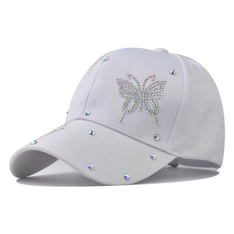 Nuevo cuatro estaciones clásico rhinestone mariposa gorra de béisbol hombres y mujeres moda protección solar sombrero transpirable casquillo enarbolado