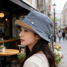 2026新款亚麻卷边渔夫帽女春夏透气轻薄百搭纯色显脸小遮阳防晒帽