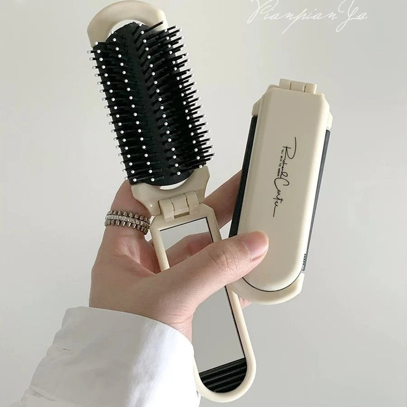 折り畳みエアバッグ小櫛鏡付きミニ携帯一体マッサージ櫛さん専用かわいいマッサージクッション櫛|undefined