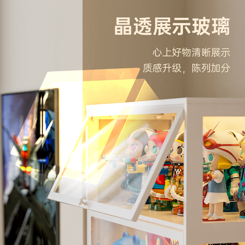 透明手办展示柜盲盒积木谷子收纳柜痛柜防尘铁皮玻璃柜带门书柜|undefined
