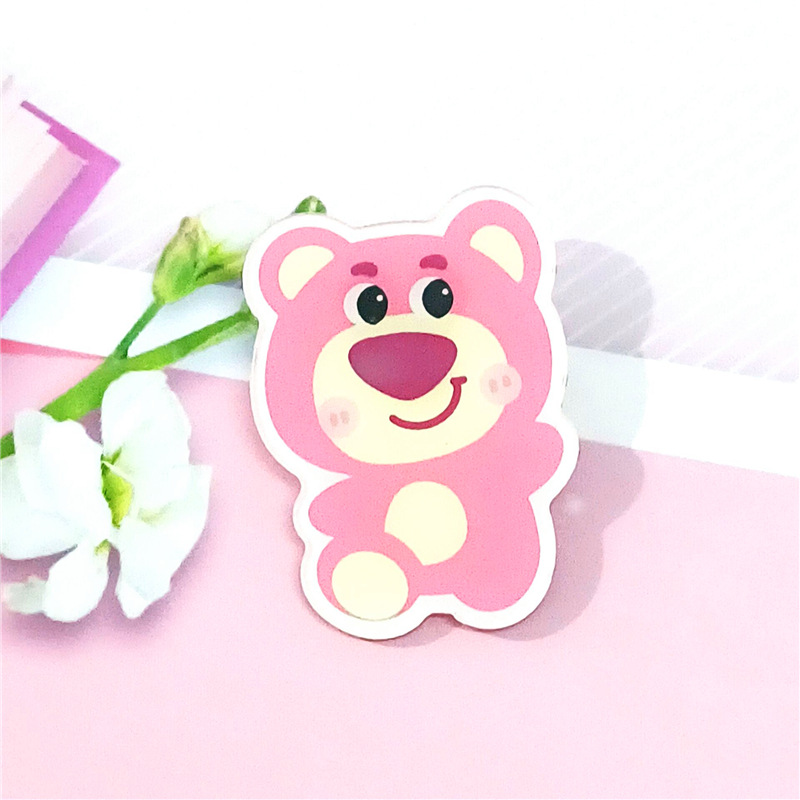 Dibujos animados ins lindo suave lindo fresa oso acrílico broche Estudiante Premio insignia bolsa colgante joyería parche
