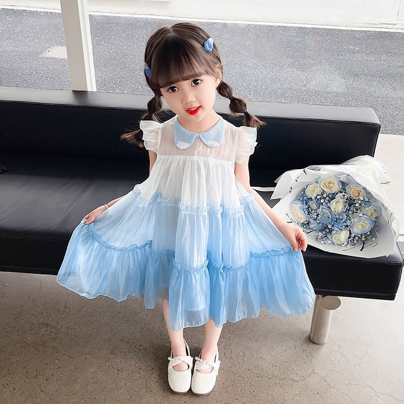 Girls' dress Summer New Children's Sleeveless Princess Skirt Vat Skirt Thin Western Style Baby Girl's Gradient Skirt