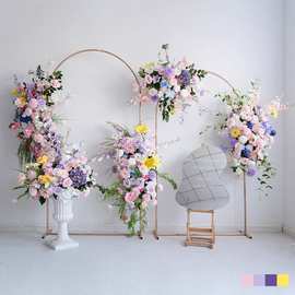 婚礼装饰莫兰迪色仿真花成品花艺 KT板舞台壁挂点花花球布置假花