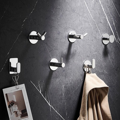 304 Stainless steel hook without nails, single hook for bathroom, kitchen, living room, changing room, clothing hook for hotel wardrobe