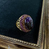 Retro organic crystal with amethyst, natural ore, advanced ring with stone, light luxury style, high-quality style