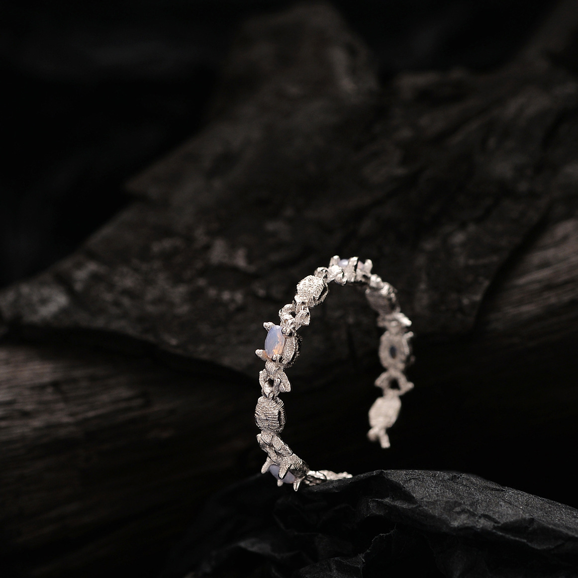 Fashion Candy Silver Plating Inlay Artificial Gemstones Open Ring 1 Piece