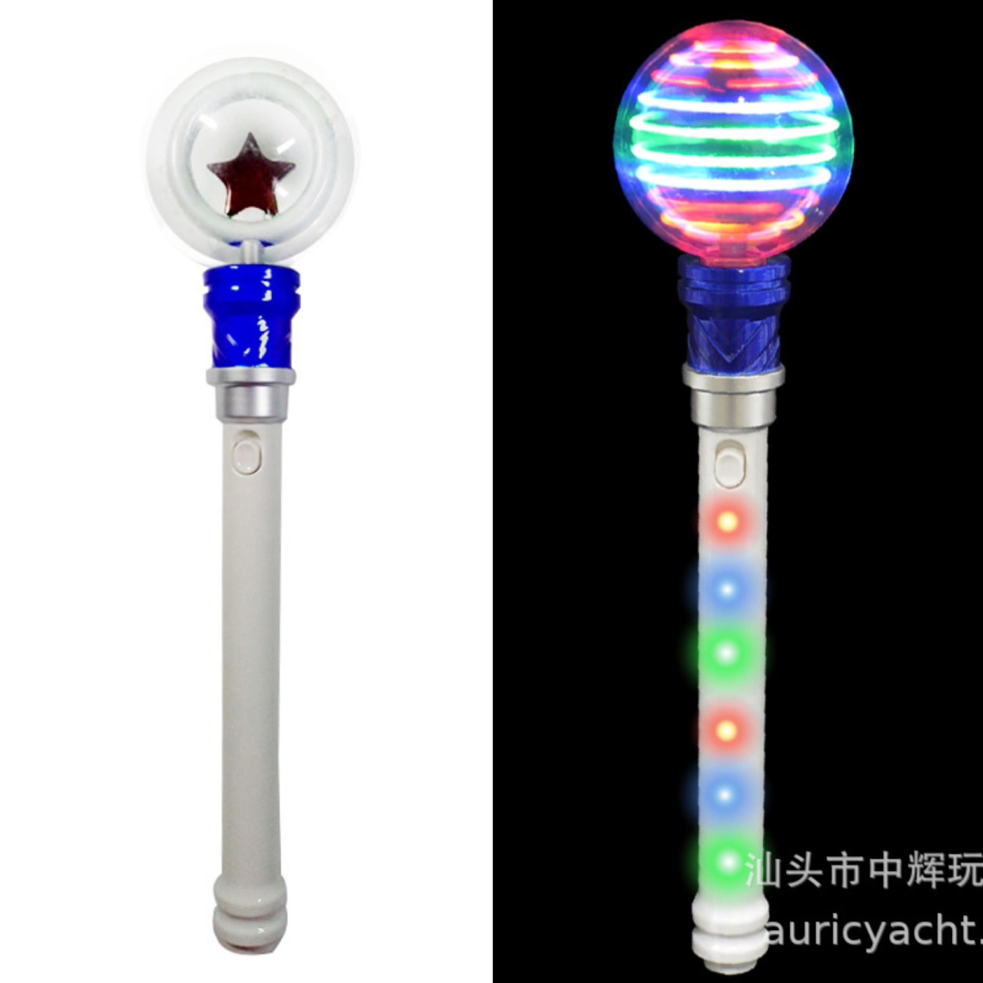 Venta caliente puesto en el mercado nocturno juguete palo de mano al por mayor palo giratorio de mano palo luminoso alegría de Navidad palo mágico