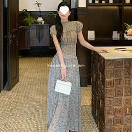 原版做法有内里法式感韩版御姐风时尚短袖连衣裙设计温柔长裙