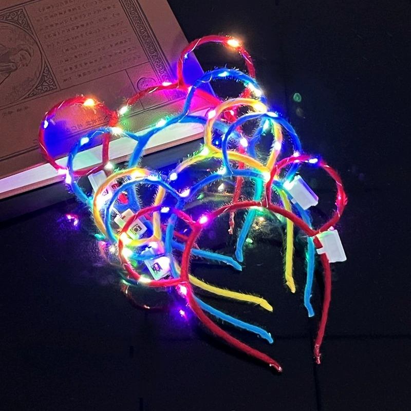 Металлический мигающий LED ободок для волос, аксессуар для волос, вставка с подсветкой