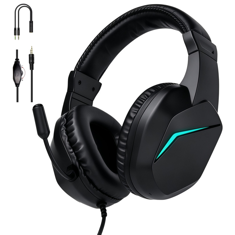 Factory Wholesale Head-Mounted Wired Headphones, Gaming Microphone, Led Light-Emitting Headset, Universal for Computers and Mobile Phones Factory Wholesale Head-Mounted Wired Headphones, Gaming Microphone, Led Light-Emitting Headset, Universal for Computers and Mobile Phones
