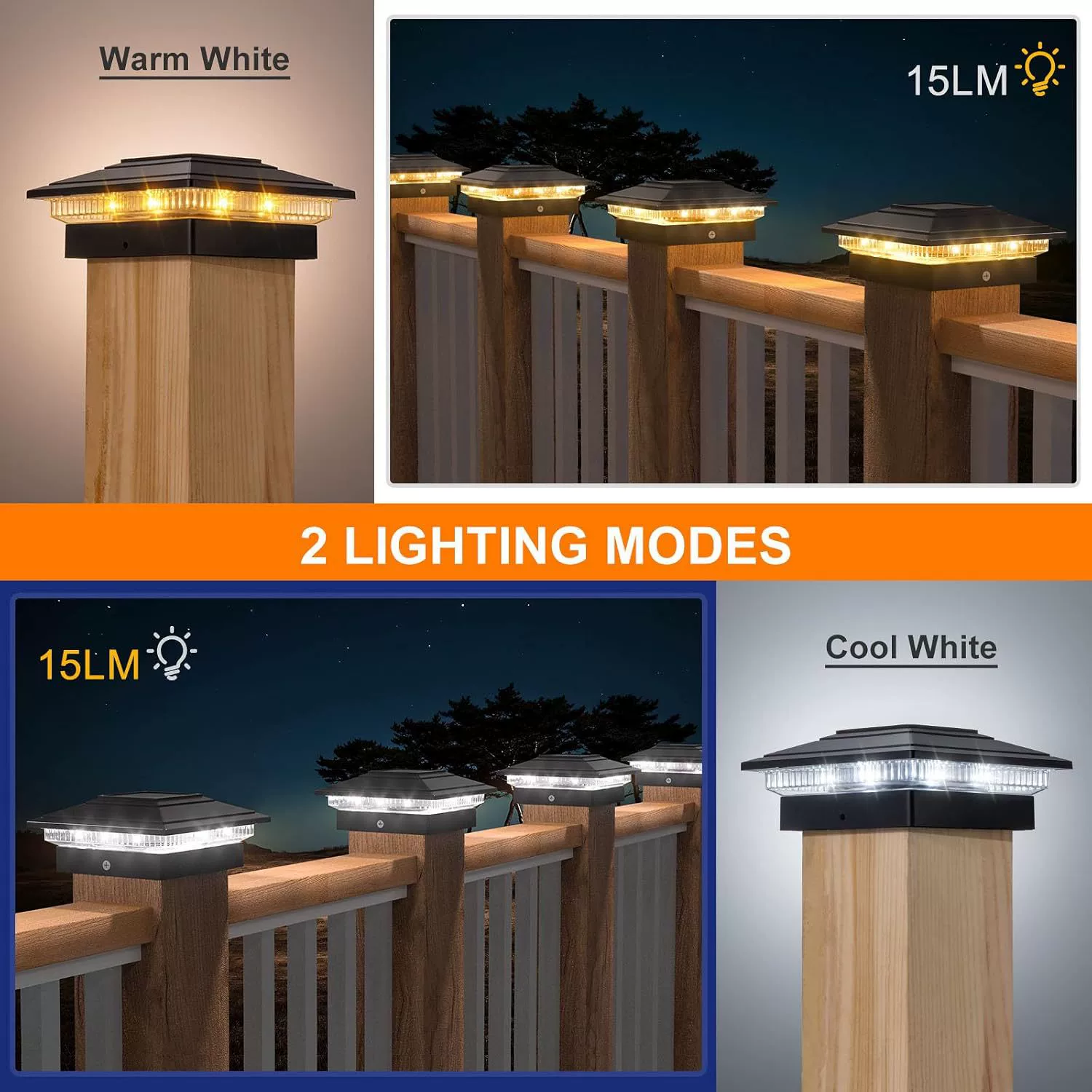 Travel LED lights solar-powered for pillar, fence, 16 pieces