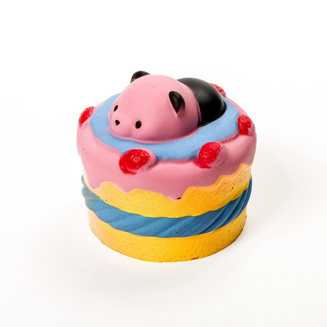 Squishy alimento simulado crema pastel de fresa comer jugar DIY húmedo suave rebote lento niños juguetes caseros pequeños