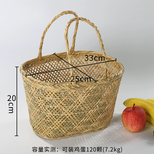 Rectangular bamboo green basket