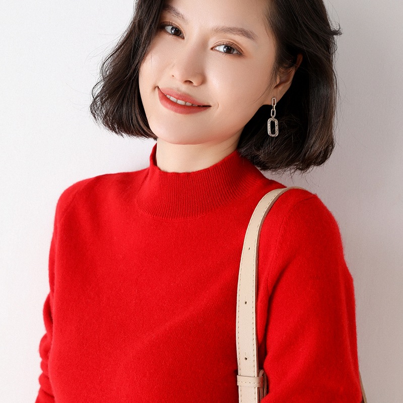 Woolen sweater, short knitted set, high collar, oversize