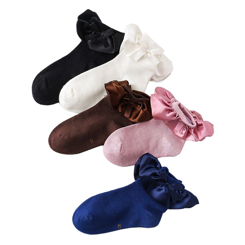 Primavera y otoño campus satén encaje cálido 2-12 años de edad color sólido inalámbrico cabeza chica princesa baile Calcetines niños calcetines de encaje