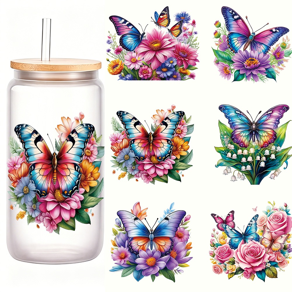 Cross-Border Colorful Butterfly Self-Adhesive Transfer Stickers DIY Journal Stickers Peel-Off Design Student Reward Stickers