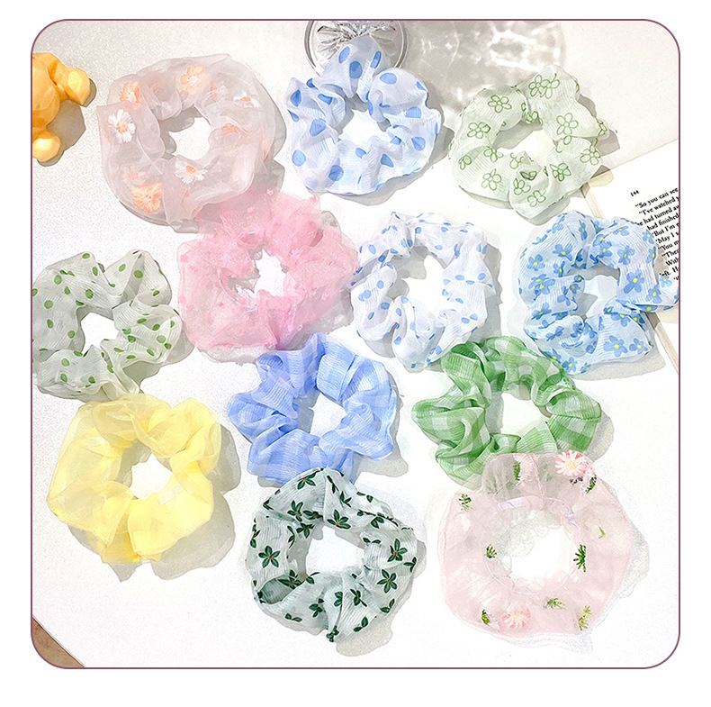 Simple Cute Flower Pattern Fabric Rubber Band Hair Scrunchy display picture 7