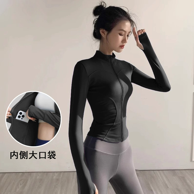 Быстросохнущая спортивная куртка для путешествий, куртка с zipper, талия-формирование, спорт и йога (растяжка 2–4 стороны)