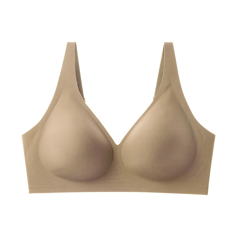 Plus Size Women's Deep V Bra Comfortable Soft Support Seamless Low Cut Large Breast Cup Intimate Underwear Sleepwear_voghion.com