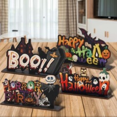 クロスボーダー新しいハロウィン木製装飾品セットカボチャコウモリ漫画クリエイティブシーンレイアウトギフト装飾