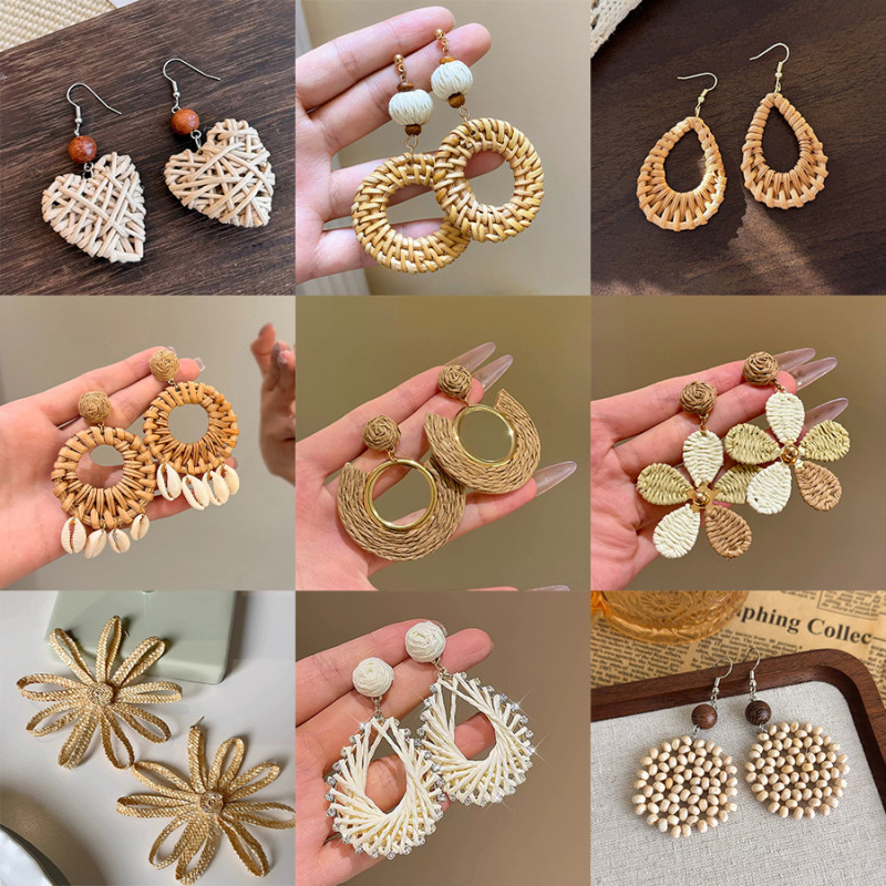 Bohemian Style Super Fairy Exquisite Seaside Vacation Versatile Earrings Exaggerated Elegant Face-Slimming High-End Earrings