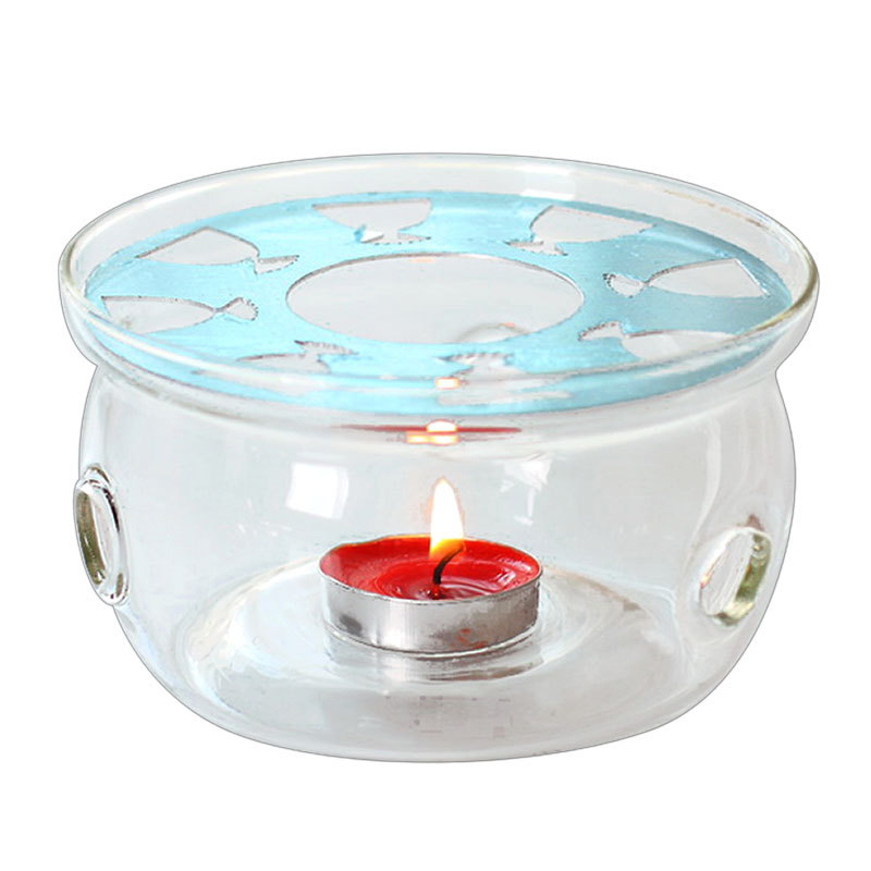 Fuente de la fábrica de vidrio transparente juego de té calefacción base borosilicato vidrio té calentador aislamiento base redonda