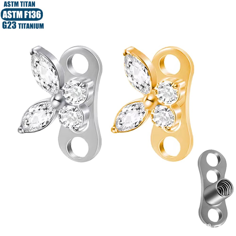 Pointed labret stud close-up product detail