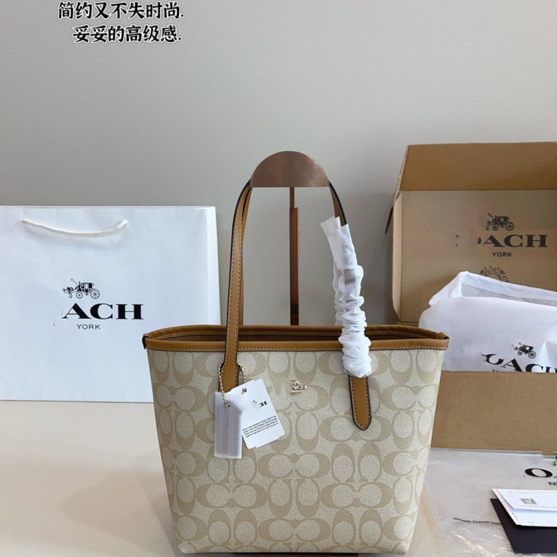 Coach New Women's Bag City23 Tote Bag Classic Monogram C Pattern Handbag Shoulder Shopping Bag Basket Bag