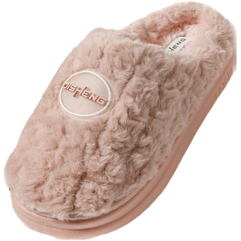Zapatillas de algodón para mujeres otoño y invierno 2025 nuevo interior antideslizante de fondo grueso calentamiento de algodón de peluche grueso para hombres
