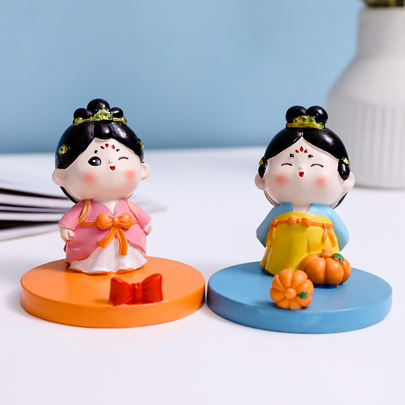 唐仕女手机座创意古风手机支架少女心树脂工艺品桌面摆件礼品批发