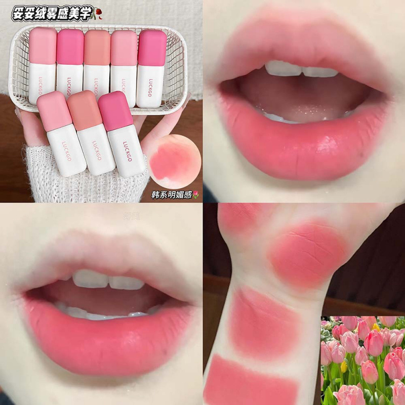 LUCKGO Candy Story Lippaste suave glutinoso terciopelo niebla mate diaria baja saturación maquillaje transfronterizo para estudiantes