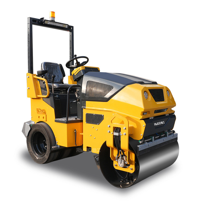 Mini fabricante de rodillos de carretera rodillo vibratorio rodillo de acero delantero rodillo de goma trasero 1.5 toneladas 2 toneladas rodillo de carretera hidráulico completo