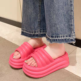 2024新款增高拖鞋女外穿夏季防臭跨境热卖EVA厚底耐磨室内一字拖