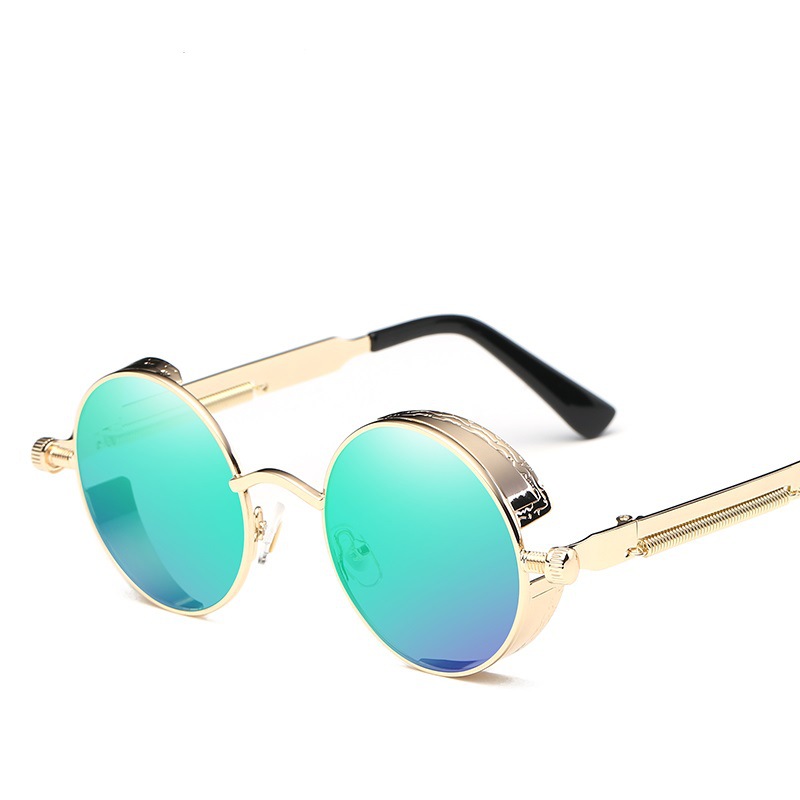 Clásico Steampunk gafas de sol europeo y americano ronda reflectante gafas de sol hombres y mujeres retro moda gafas de sol 0914