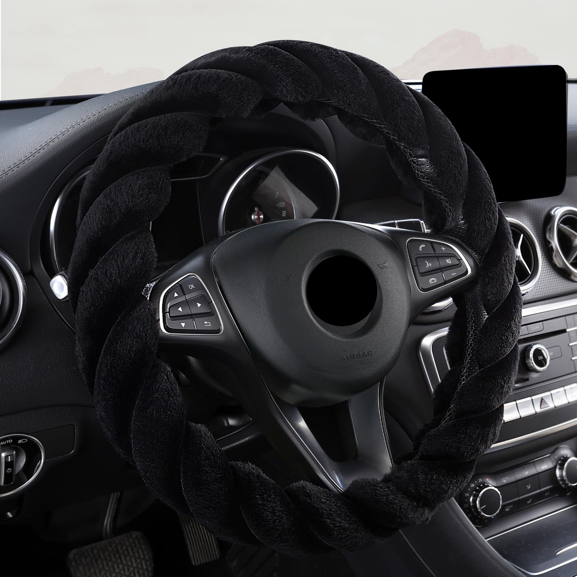 Cross-Border New Waltz Plush Car Steering Wheel Cover Anti-Slip Four-Season Universal Handlebar Cover for Men and Women Amazon