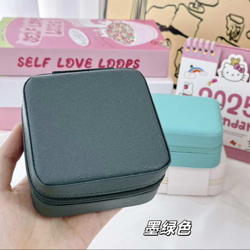 多機能ポータブルレザーツイルジッパーバッグリングネックレスイヤリングイヤリング大容量ジュエリー収納ボックス|undefined