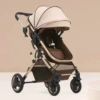 Khaki stroller with seat, can sit and lie